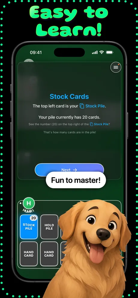 Easy to learn: the in-game walkthrough explaining stock cards.